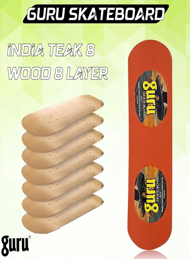 جورو لوح تزلج خشبي صغير غير قابل للانزلاق من GURU للأطفال والكبار، مقاس 17 بوصة × 5 بوصة (برتقالي، عبوة من قطعة واحدة) - Image 2